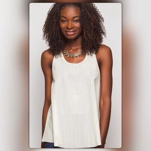 Last One! Cream Faux Leather Racerback Tank